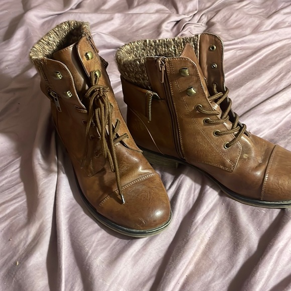 Kohl's Shoes Brown Leather Zip Up Boots Kohls Poshmark